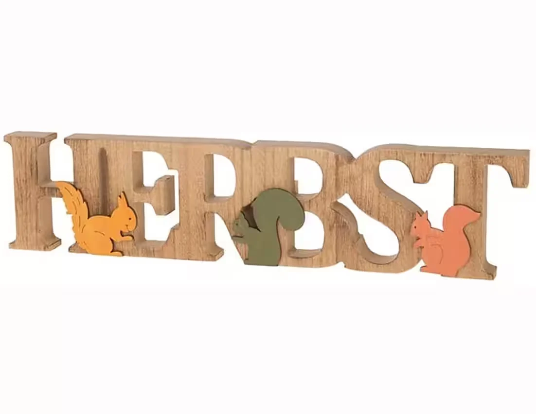 Deko-Schriftzug „Eichhörnchen“ – Herbstdeko aus Holz