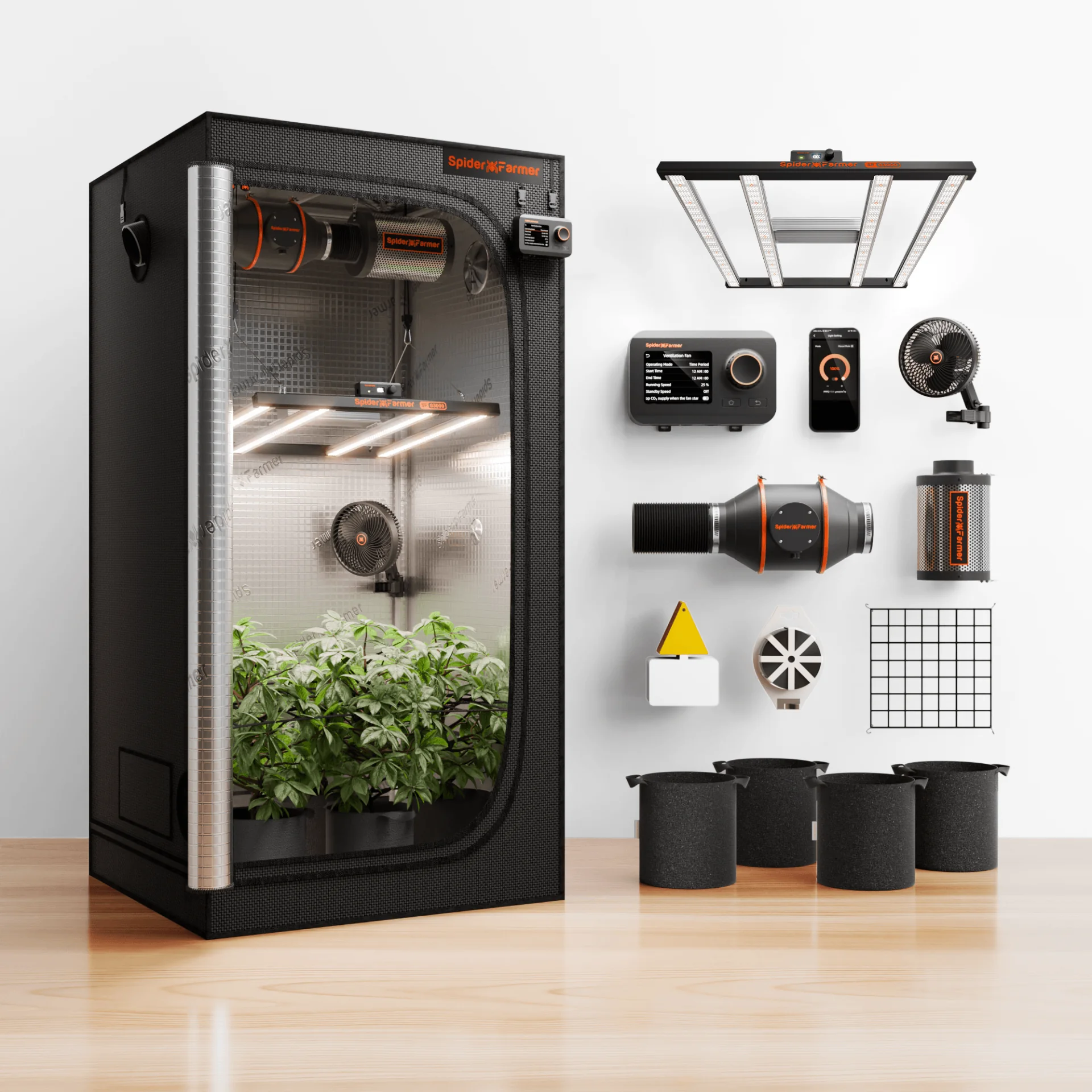 Spider Farmer Growbox Set 90 x 90 x 180 cm G3000 mit GGS Controller