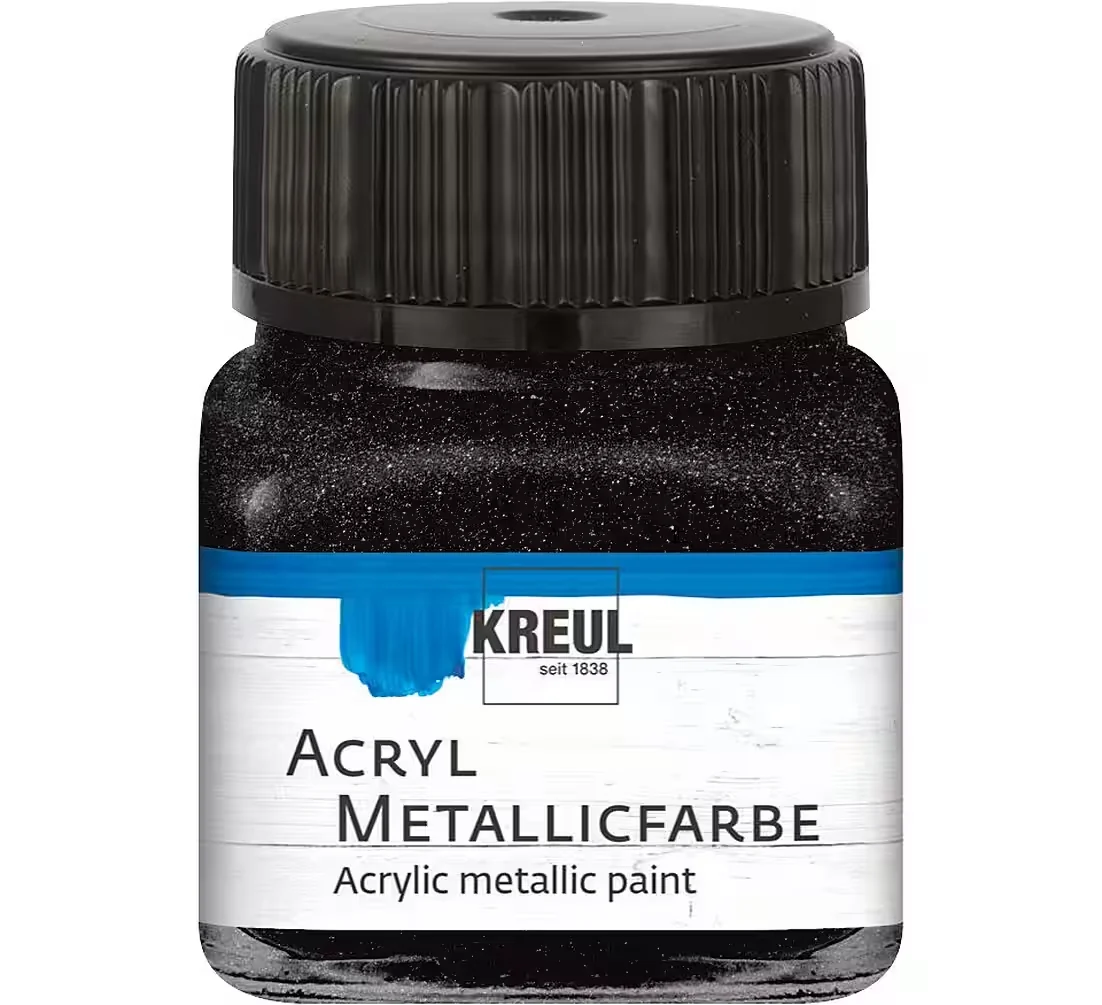 KREUL Acryl Metallicfarbe – Schwarz, 20 ml