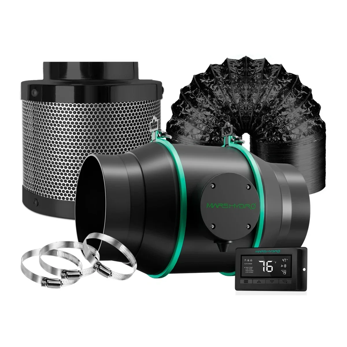 Mars Hydro - Abluftset mit Klimasteuerung 686 m3h für Growbox