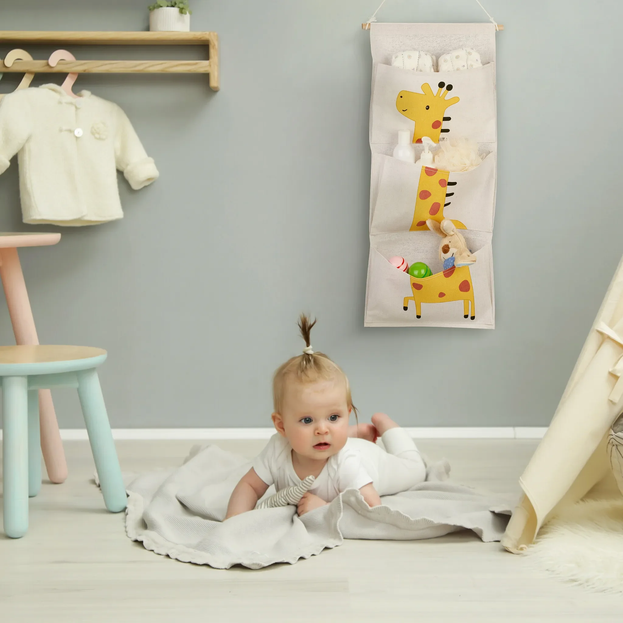 Relaxdays Hängeorganizer Kinder – Giraffen-Motiv