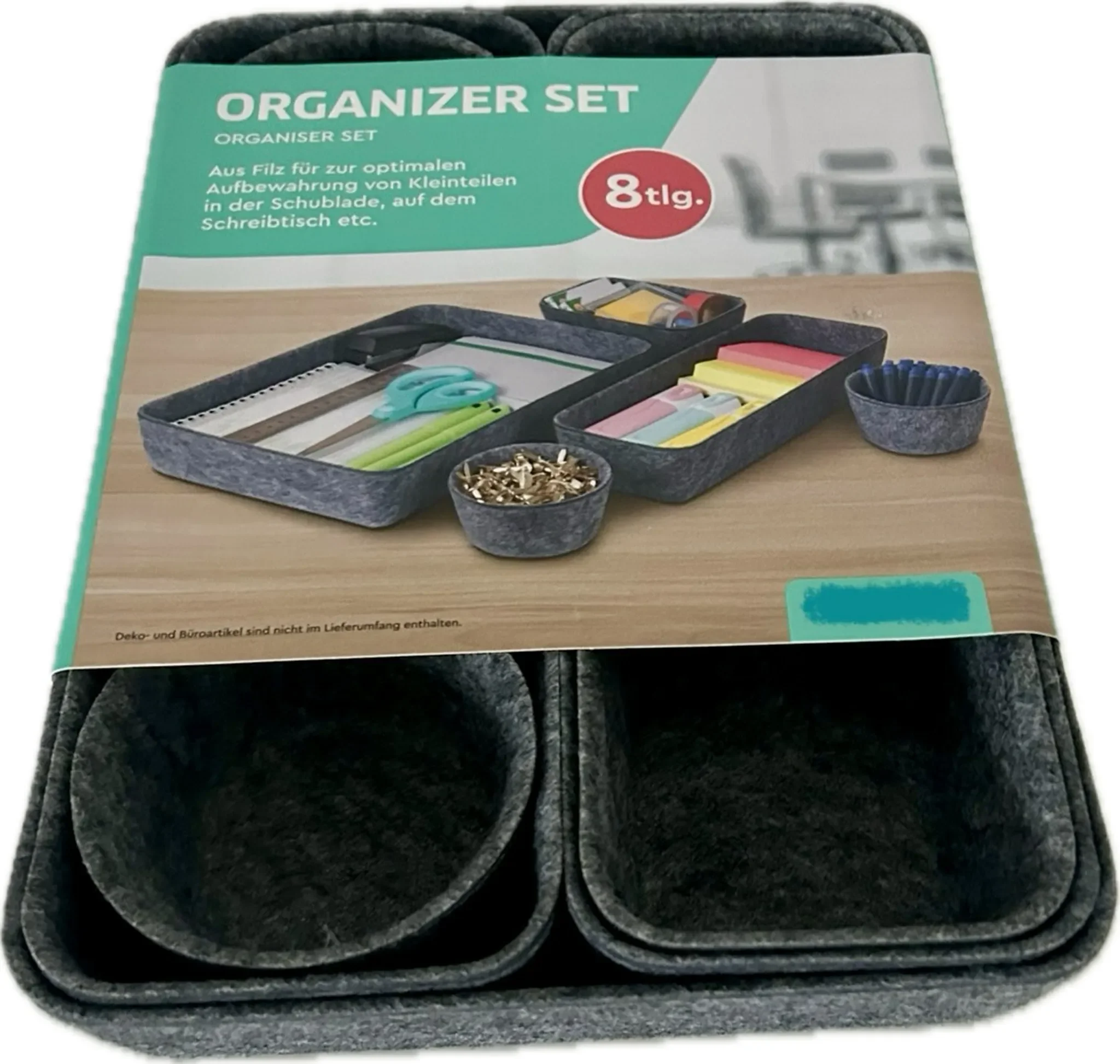 Schubladen-Organizer ZEMBOR – 8-teiliges Set, Grau