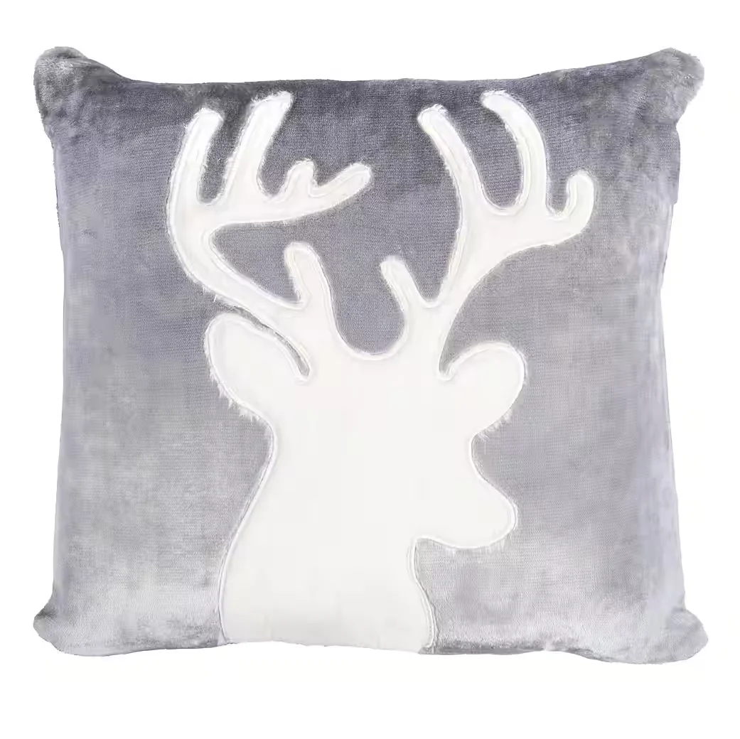 Microfaserkissen Flanell mit Hirschmotiv – Dekokissen 45x45 cm