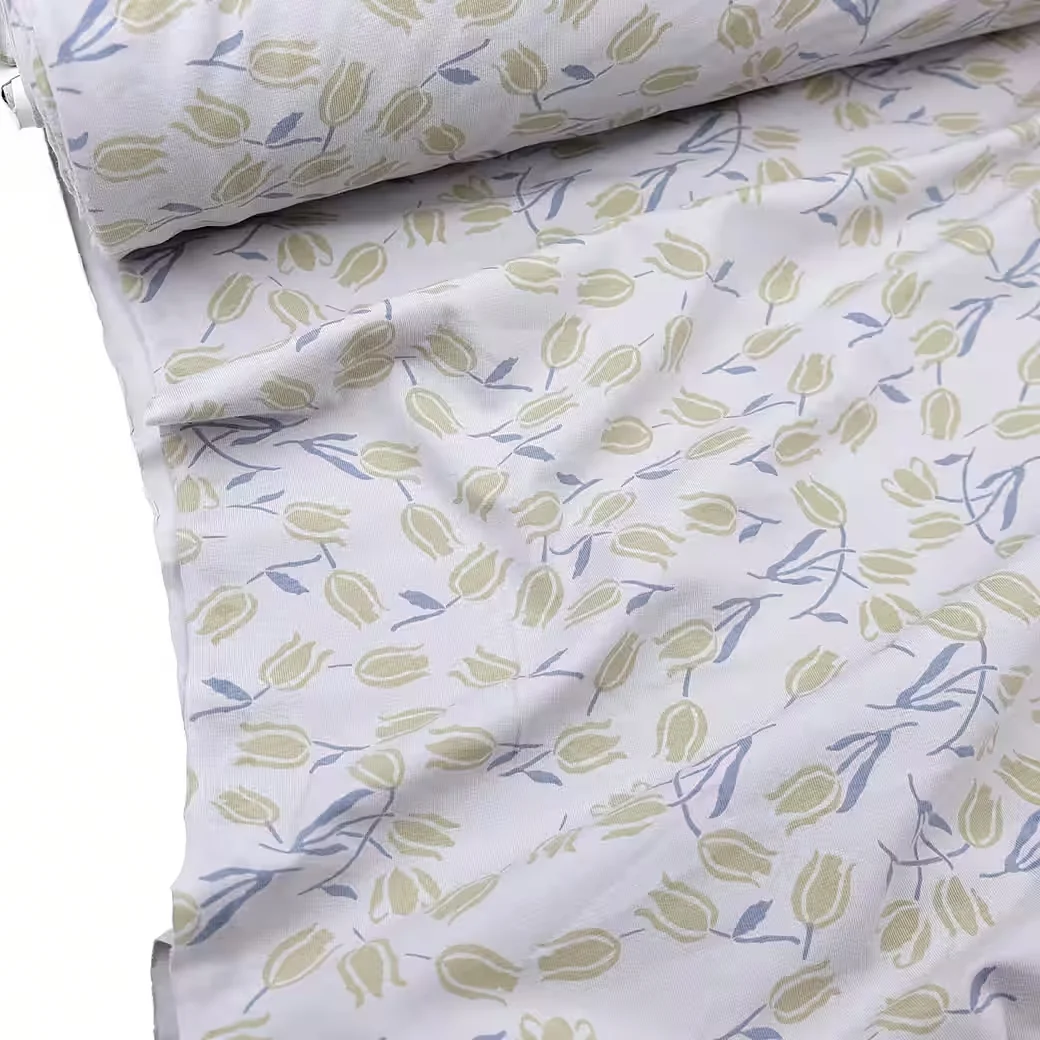 Bio-Jersey Blumen – Überbreite Tulpe Ivory Gelb