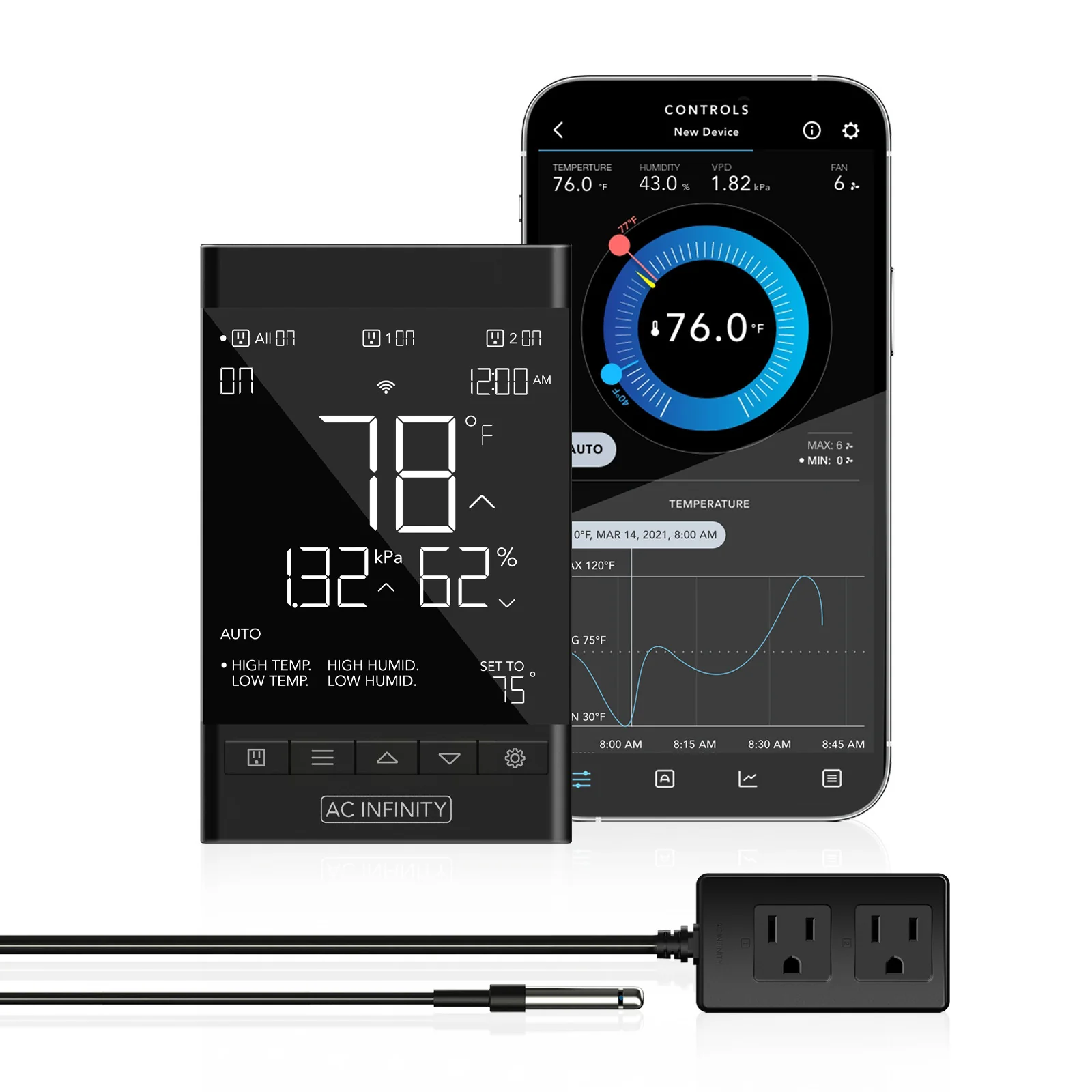 CONTROLLER 79 Klima Controller 2 Steckdosen Temp Feuchte VPD Sensor