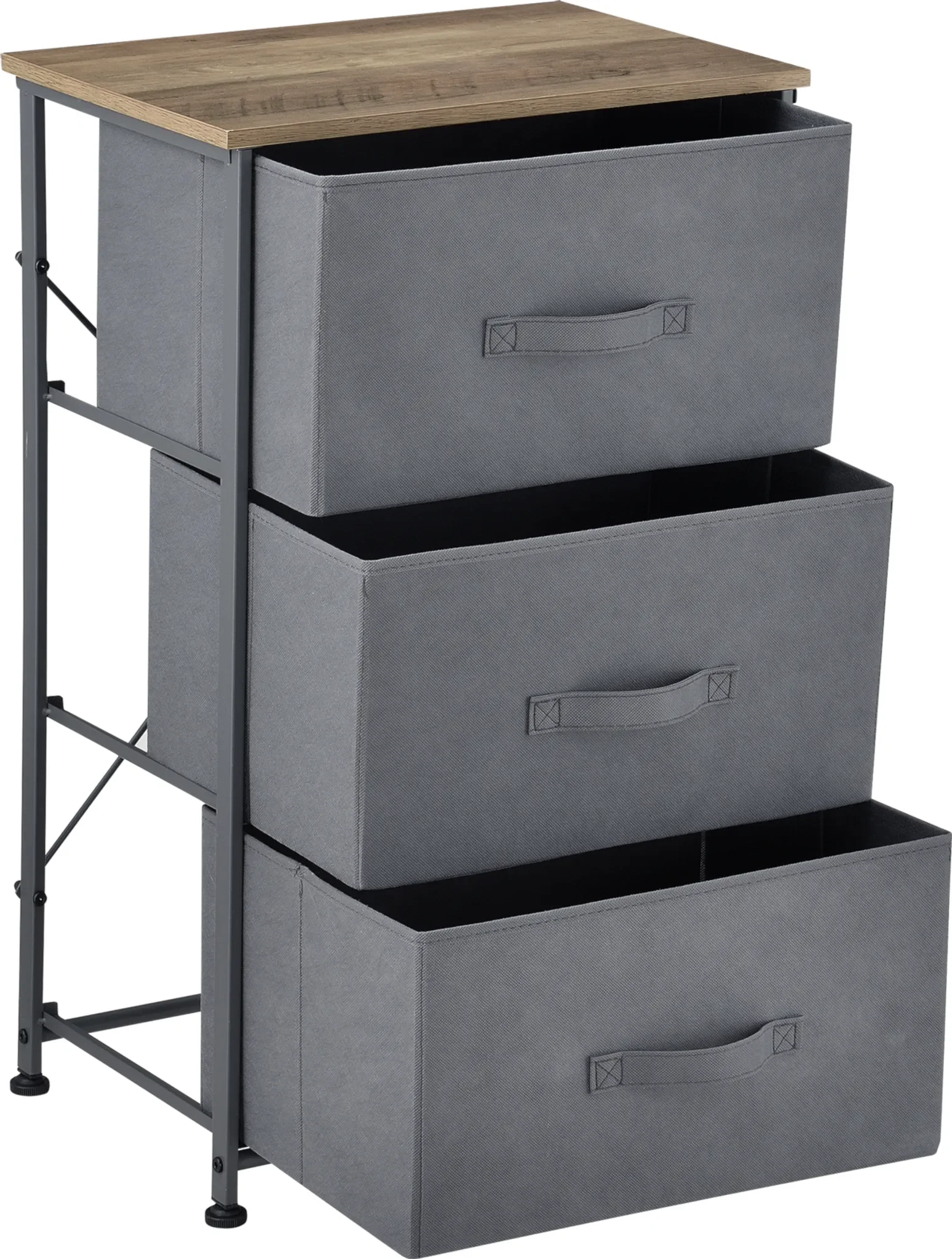 [pro.tec] Kommode mit 3 Schubladen – Konsole Grau/Holzfarben