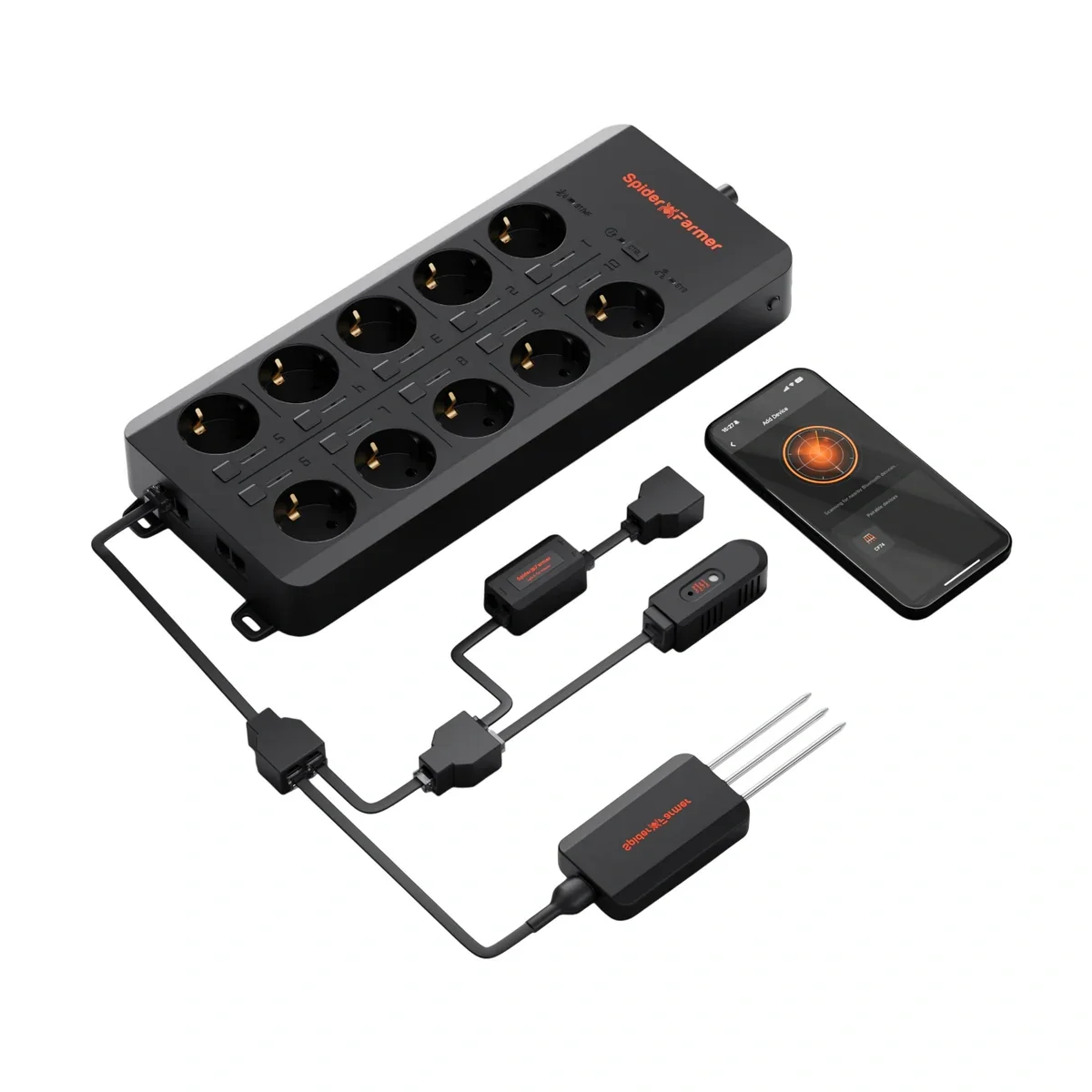 Spider Farmer - AC10 smarte Steckdosenleiste mit Temp Feuchte Licht