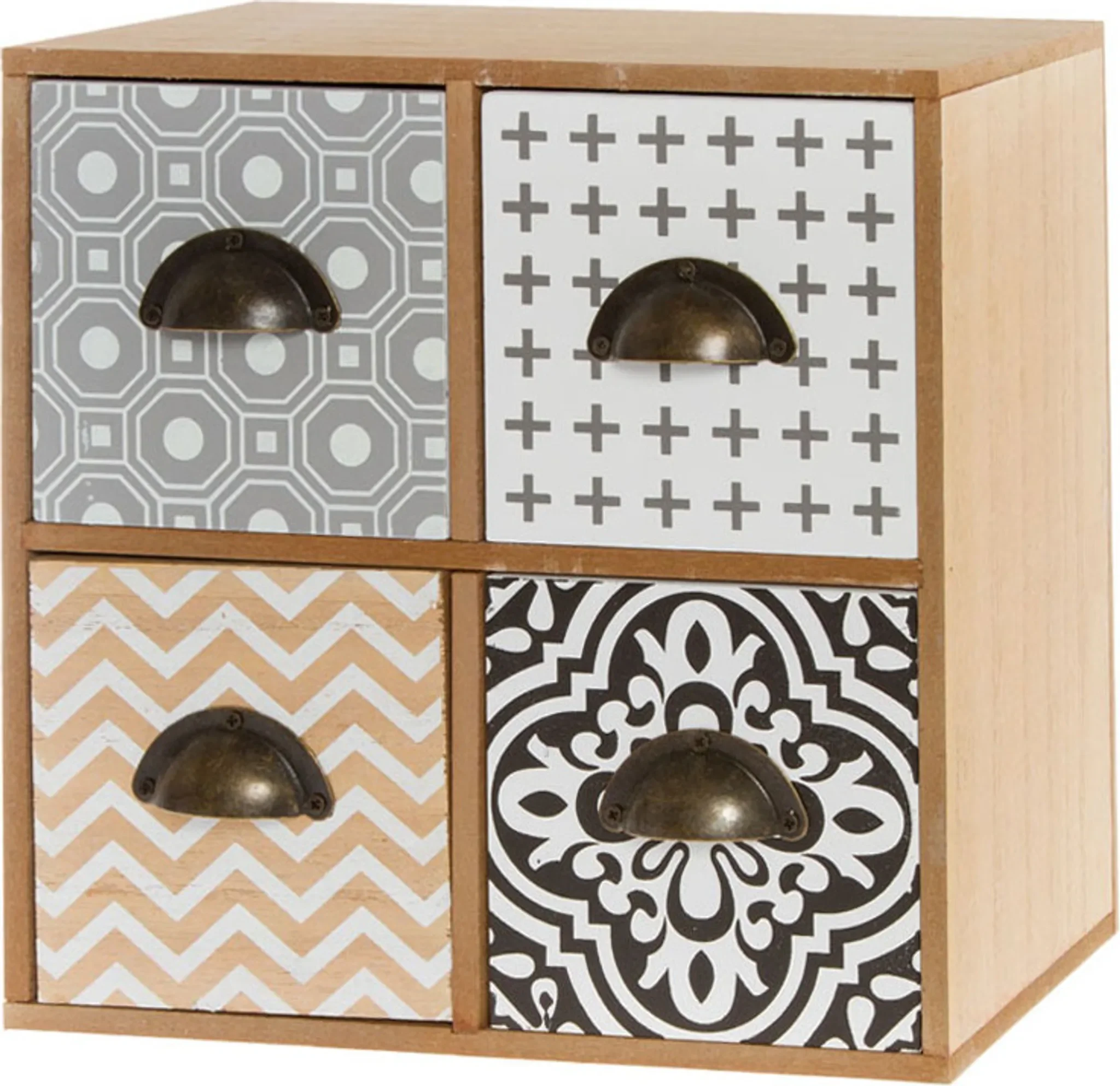 Minikommode „Fiona“ – Braun, Weiß & Grau