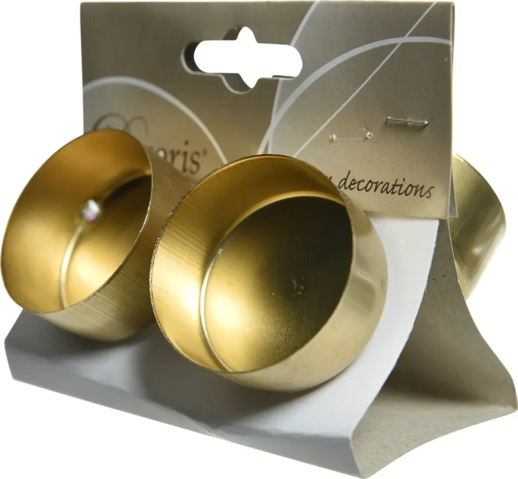 Kaemingk Teelichthalter mit Dorn – 4 Stück, Metall, hellgold, Ø4,2 x 7,5 cm