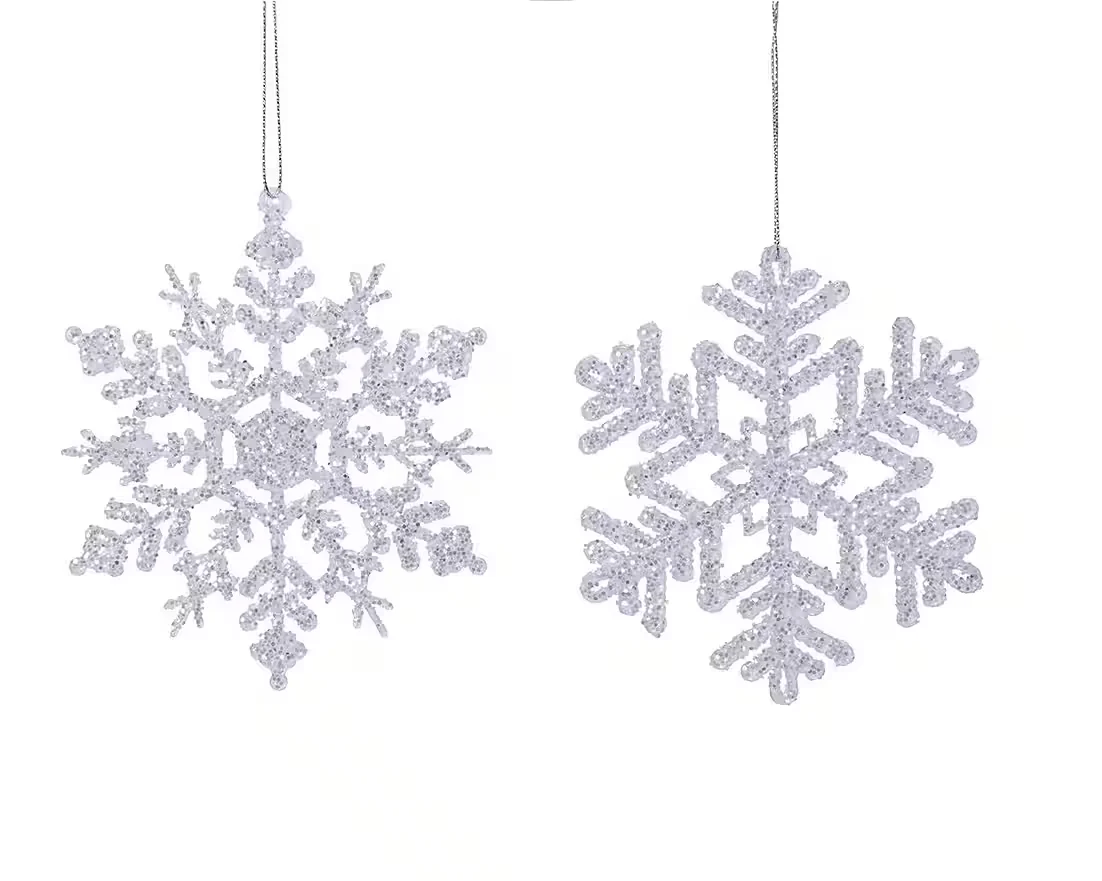 Christbaumschmuck Glitzer-Schneeflocken – 2er Set