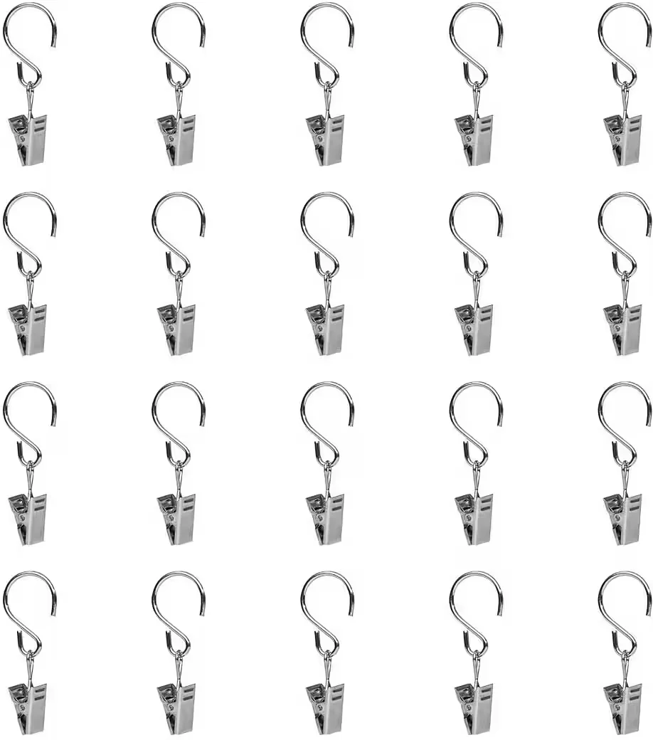 Gardinenstange Seilhaken mit Klammer – 20er Set