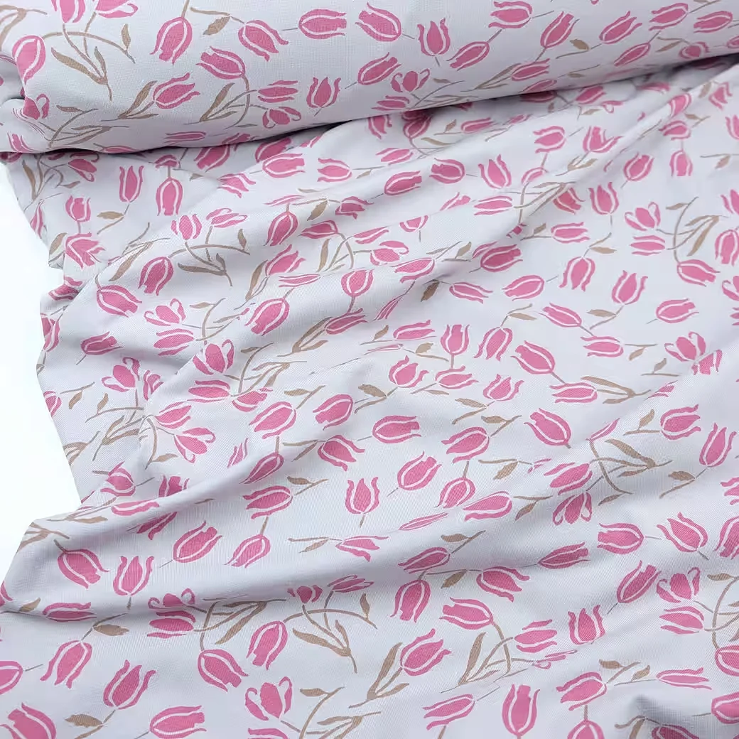 Bio-Jersey Blumen – Überbreite Tulpe Magenta Rot